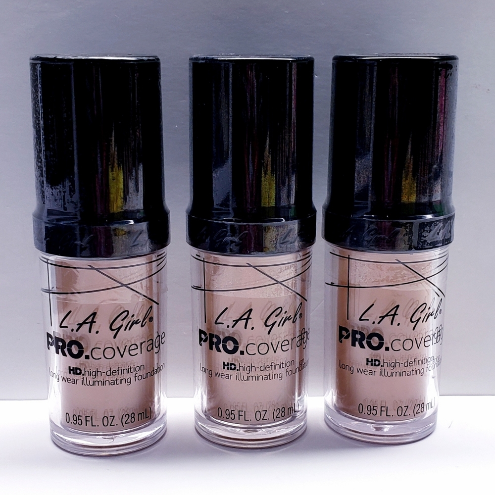 L.A. Girl Pro Coverage Longwear Illuminating Foundation, GLM642-FAIR (3 pack)